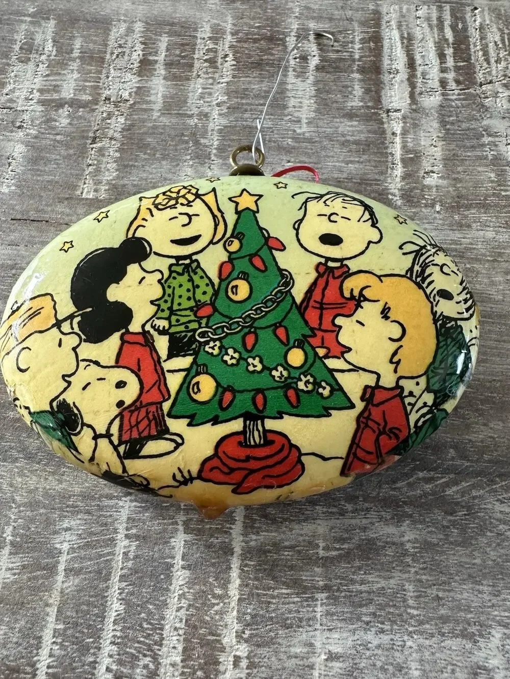 Vintage Peanuts Christmas Oval Ornament Lightweight Christmas Tree